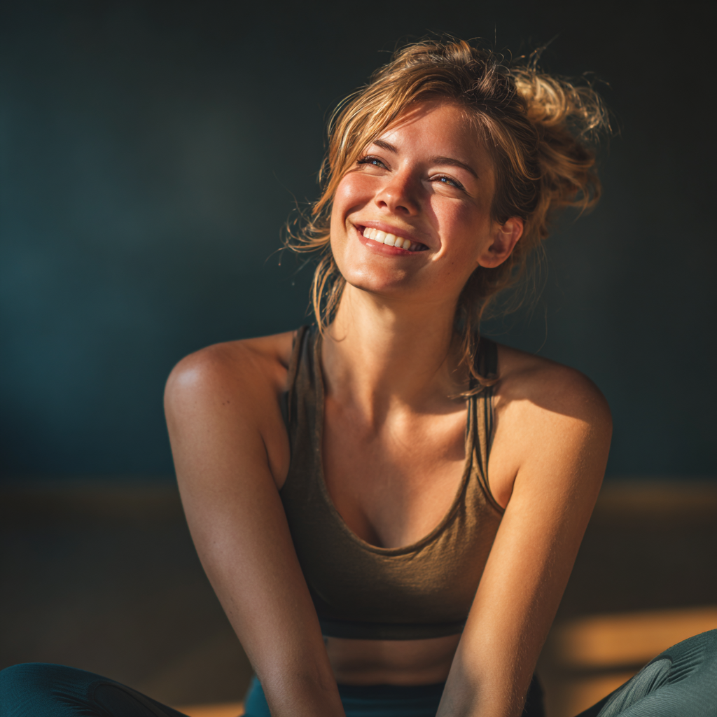 Bölcs európai jóga oktató mosolyogva meditál természetes környezetben, békés arckifejezéssel, hagyományos jóga ruhákban